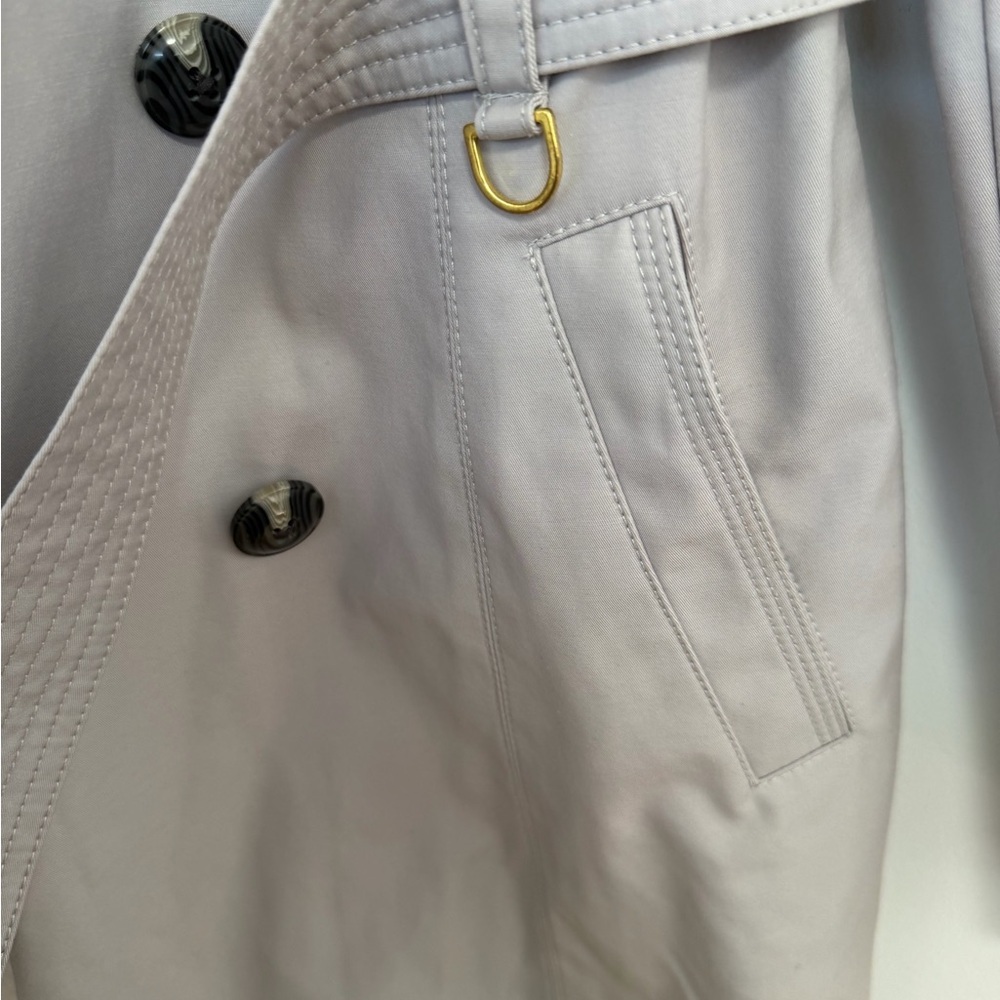 Marc New York Light Gray / Tan Double-Breasted Classic Minimalist Trench Coat - Picture 9 of 16